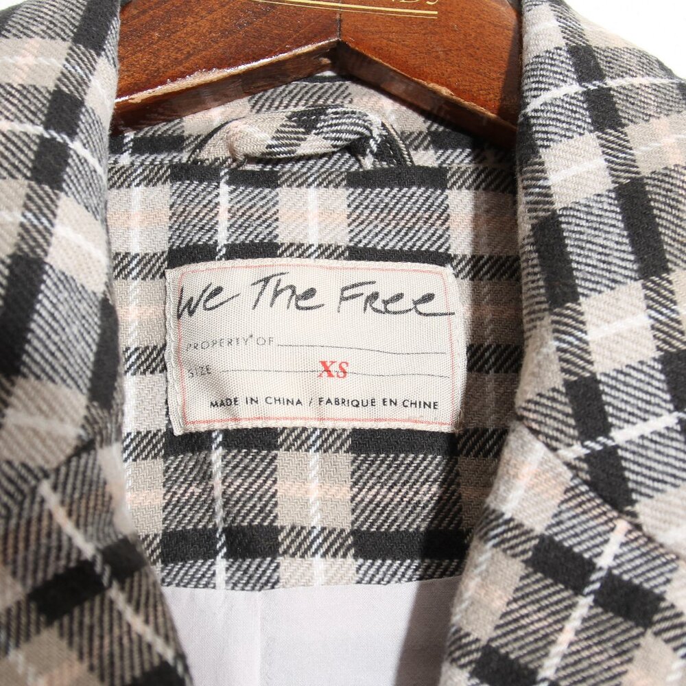 Free People We The Free Luminary Blazer Jacket Plaid Cotton Double Breasted XS - Picture 13 of 14